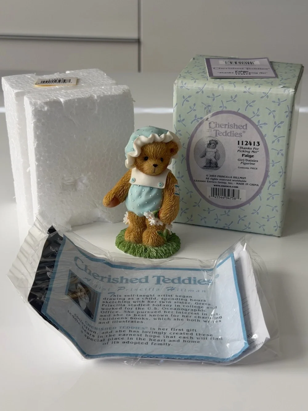 🧸 Cherished Teddies Enesco Bear Figurine - “Thanks For Picking My Daisy”